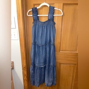 Denim flowy dress. Daughter wore for senior pics. So cute.